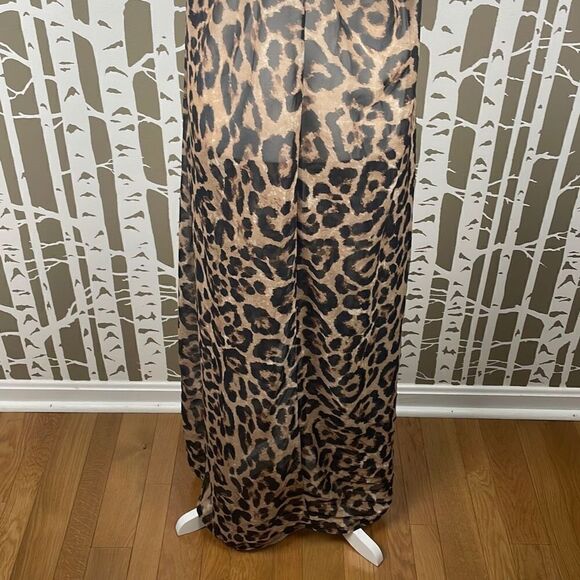 Nasty Gal Collection Sheer Leopard Print Maxi Dress Cover-Up sz 8 - Picture 4 of 8
